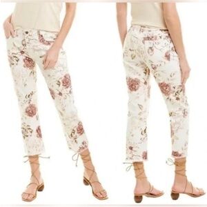 NWT Johnny Was Rose Print Cropped Boyfriend Jeans